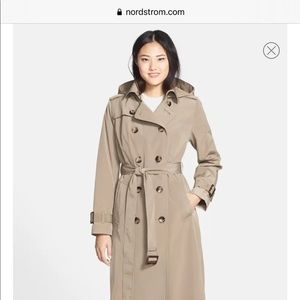 LONDON FOG Long Trench Coat with Removable Hood S